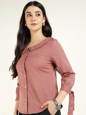 Hancock Women Solid Formal Pink Shirt