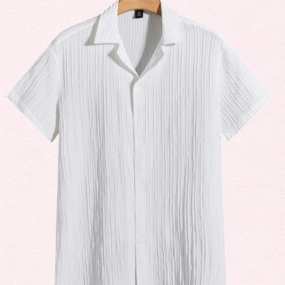 Dharamraj Fashion Men Self Design Casual White Shirt