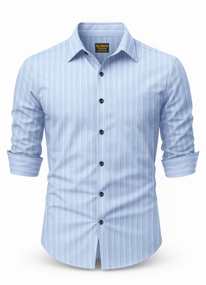 clinch fashion Men Self Design Casual Light Blue Shirt