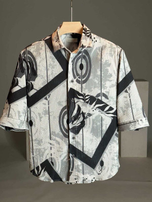 Hityyani Men Self Design, Printed Formal White Shirt