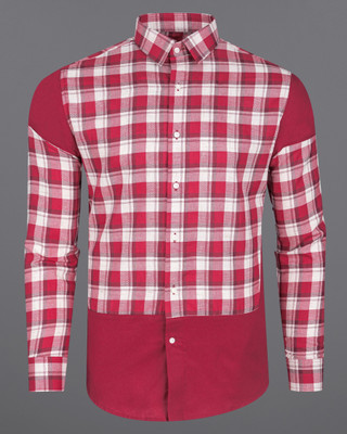 HOC Men Checkered Casual Red, White Shirt