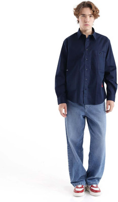 RARE RABBIT Men Solid Casual Dark Blue Shirt