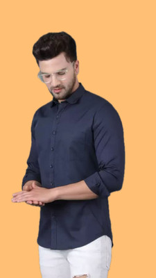 Stellalifestyle Men Solid Casual Blue Shirt