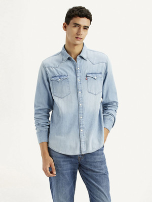 LEVI'S Men Solid Casual Light Blue Shirt