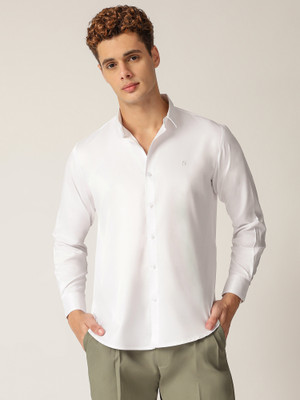 DENNISON Men Solid Formal White Shirt