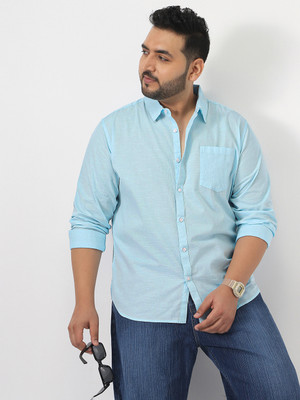 Urbano Plus Men Solid Casual Light Blue Shirt