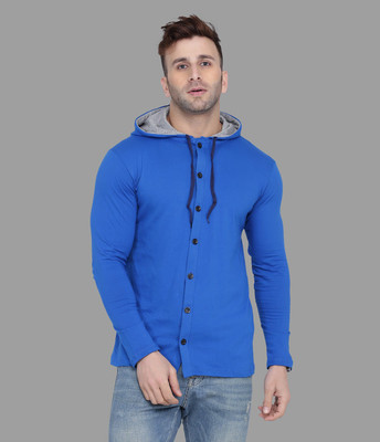 tfurnish Men Color Block Casual Blue Shirt