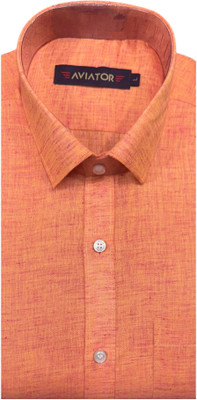Aviators Men Solid Formal Orange Shirt