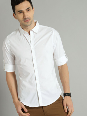 Roadster Men Solid Casual White Shirt