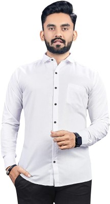 GOSHINY Men Solid Casual White Shirt