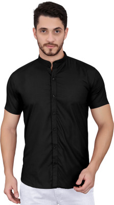 GAZZY CREATION Men Solid Casual Black Shirt