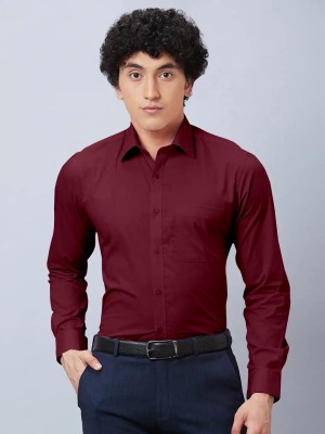 Janmangal Creation Men Solid Formal Maroon Shirt