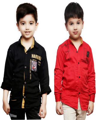 AD & AV Boys Solid Party Multicolor Shirt(Pack of 2)