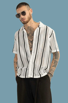 ShirtSqure Fashion Men Self Design Formal White Shirt