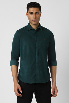 VAN HEUSEN Men Solid Casual Green Shirt
