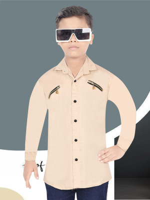 UNIQUE BAZAAR COLLECTION Boys Solid Casual Beige Shirt