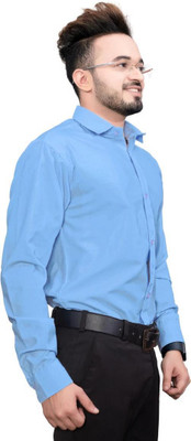 ISUEL FAB Men Solid Formal Light Blue Shirt
