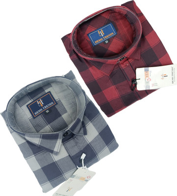 Hems trends Men Checkered Casual Multicolor Shirt(Pack of 2)