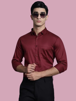 Super Weston Men Solid Formal Maroon Shirt