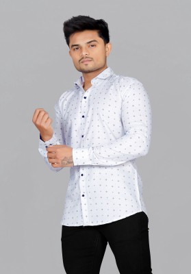 RAHUL LOOK Men Floral Print Casual White Shirt