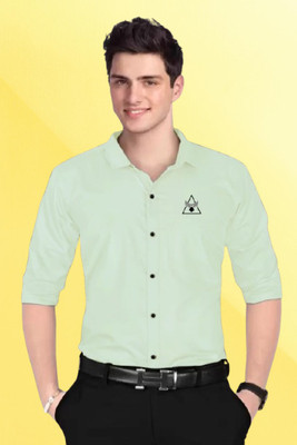 Marmic Fab Men Solid Casual Light Green Shirt