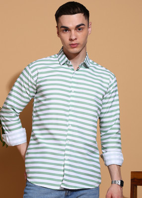FUBAR Men Printed Casual Light Green Shirt