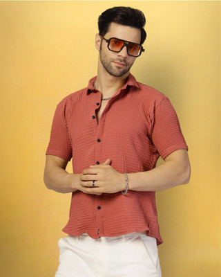 METRONAUT Men Solid Casual Pink Shirt