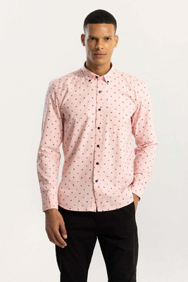 Snitch Men Printed Casual Pink, Black Shirt