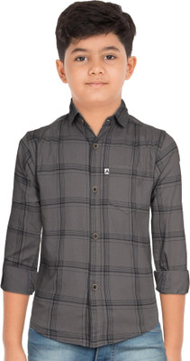 AIDAN PAUL Boys Checkered Casual Grey Shirt