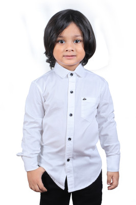 Cresale Boys Solid Casual White Shirt