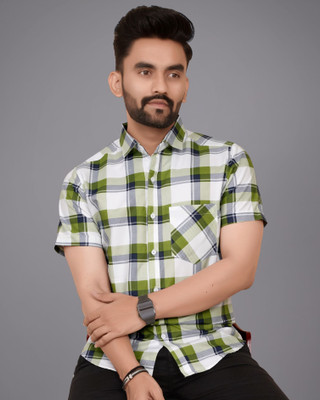 METRONAUT Men Printed Casual Green, White Shirt