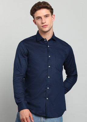 INTEGRITI Men Solid Casual Dark Blue Shirt