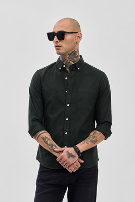Snitch Men Solid Casual Black Shirt
