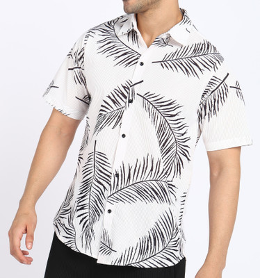 COMBRAIDED Men Striped Casual White Shirt