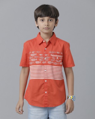 Under Fourteen Only Boys Striped Casual Yellow Shirt