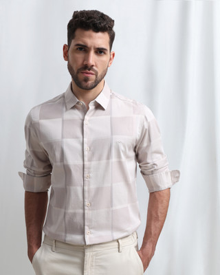 MUFTI Men Printed Casual Beige Shirt