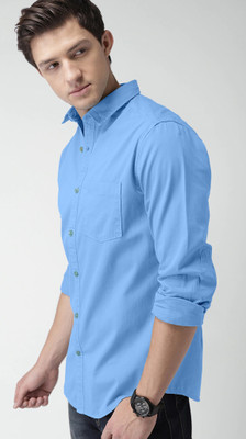 Elanpro Men Solid Formal Light Blue Shirt