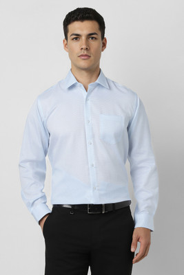 VAN HEUSEN Men Self Design Formal Blue Shirt