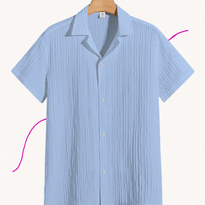 Dharamraj Fashion Men Self Design Casual Light Blue Shirt