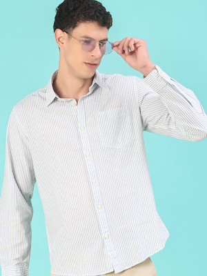 V-MART Men Striped Casual Light Blue Shirt