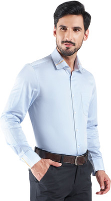 LOUIS STITCH Men Solid Formal Blue Shirt