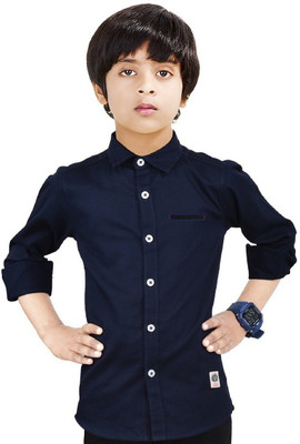 MADE IN THE SHADE Boys Solid Casual Dark Blue Shirt