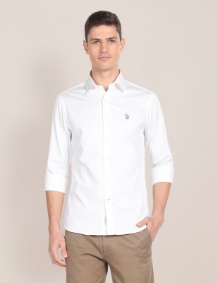 U.S. POLO ASSN. Men Solid Casual White Shirt