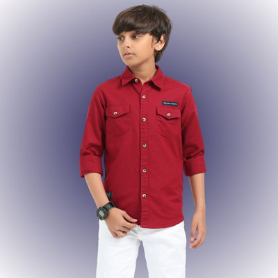 ROCKET SCIENCE Boys Solid Casual Red Shirt