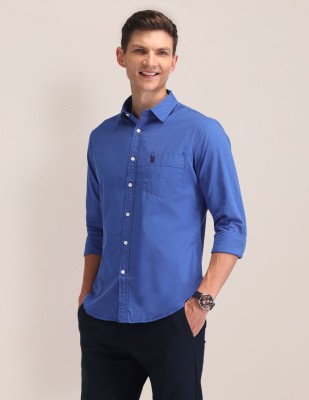 U.S. POLO ASSN. Men Solid Casual Blue Shirt