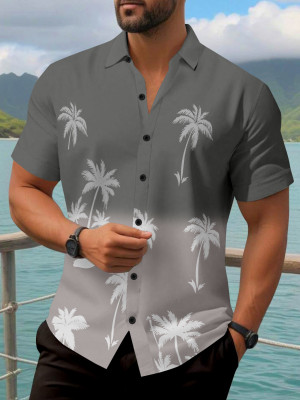 Kizyoo Men Printed Casual Grey, White Shirt
