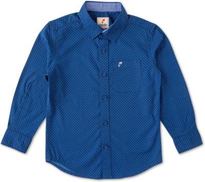 JusCubs Boys Printed Casual Dark Blue, Blue Shirt