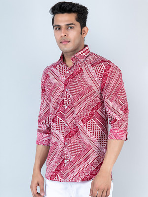 TISTABENE Men Printed Casual Red, White Shirt