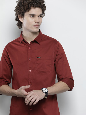 The Indian Garage Co. Men Solid Casual Maroon Shirt
