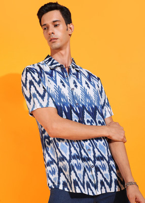 Yash Gallery Men Printed Casual Blue Shirt